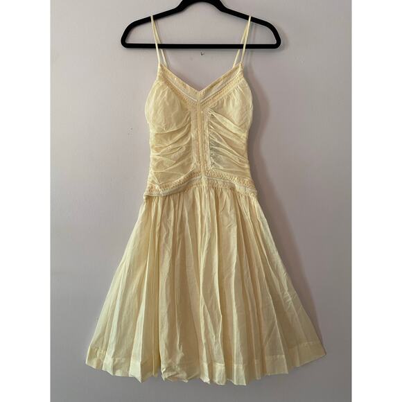 NWT Theory Women's size 2 XS Louise Ivory Cream Beaded Gauze Knee Length Dress - Picture 1 of 14